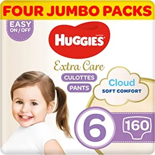 Huggies Extra Care Culottes, Size 6, 15-25 kg, Mega Pack, 160 Diaper Pants