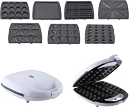 ALSAIF 1400W Electric 7 Slice in 1 Maker a Sandwich, Donut, Nuts, Waffle, Maamoul, Toster, Samosa, Large Size, Non-Stick & Removable plates, White, JN1924 2 Years warranty