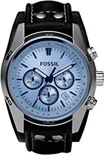 Fossil Men's Coachman Stainless Steel and Leather Casual Cuff Quartz Watch, Casual, Casual