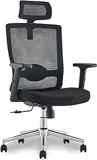 Mahmayi Sleekline T01B Office Chair – Mesh Ergonomic Chair For Office Cabin, Bay, Cubicle – Swivel Castor Wheels AdJustable Office Chair With Headrest (High Black