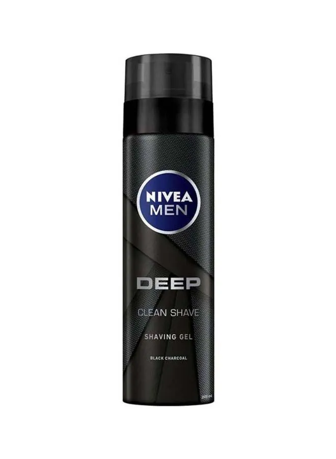 NIVEA MEN DEEP Clean Shave Shaving Gel, Antibacterial Black Carbon 200ml