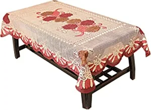 Kuber Industries Floral Cotton 4 Seater Centre Table Cover - Red (Ctktc01153)