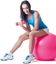 كرة بيلاتيس توازن 65 سم لممارسة اليوجا واللياقة البدنية مع مضخة هواء بلون أحمر وردي