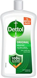 Dettol Handwash Liquid Soap Original Refill for Effective Germ Protection & Personal Hygiene, Protects Against 100 Illness Causing Germs, Pine Fragrance, 1L