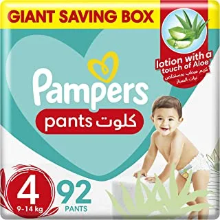 Pampers Aloe Vera, Size 4, Maxi, 9-14kg, Mega Box, 92 Pants Diapers
