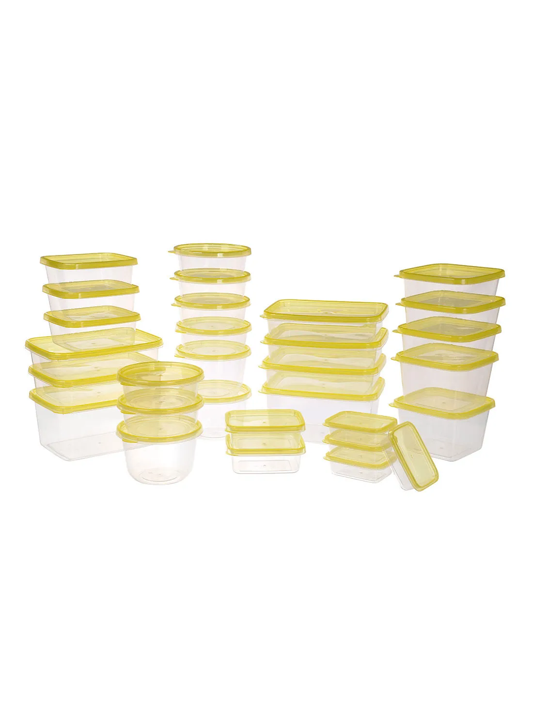 Amal 30 Piece Plastic Food Container Set - Spill Proof Lids - Food Storage Box - Storage Boxes - Kitchen Cabinet Organizers - Yellow