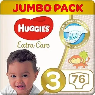 Huggies Extra Care, Size 3, 4-9 kg, Jumbo Pack, 76 Diapers