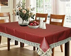 Kuber Industries™ Maroon Checkered Design Waterproof Dining Table Cover 6 Seater (60 * 90 Inches) Golden Lace
