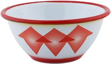 Al Saif Enamelware Iron Footed Bowl Diamond Design Size: 18CM, Color: Multicolor