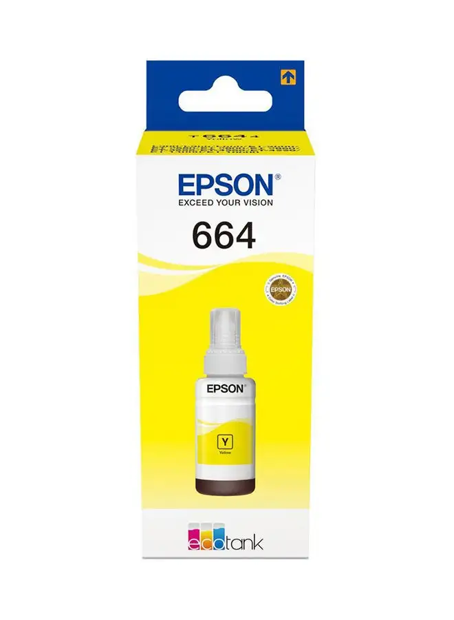 زجاجة حبر EcoTank من EPSON T6644 ، حبر أصفر لإعادة تعبئة الطابعة 70 مل - 664 أصفر