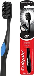 Colgate 360 Charcoal Black Medium Toothbrush, Multi Color - 1Pk