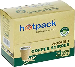 Hotpack Disposable Wooden Coffee Stirrer 14CM- 1000Pcs