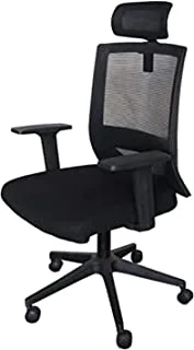 MAHMAYI OFFICE FURNITURE TJ HY-902 Ergonomic Mesh Chair Height Ajustable Swivel Chairs with Lumbar Support and Headrest- Modern, Comfortable, Durable, and Mobile for Productivity and Well-Being- Black