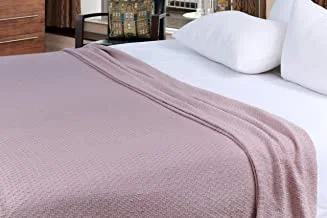 بطانية سرير KRP HOME مقاس مزدوج مثالية لطبقات أي سرير لجميع المواسم ، بطانية سرير حرارية قطن 100٪ ناعمة ومسامية ، مزدوجة (167x228 سم) ، بطانية وردية.
