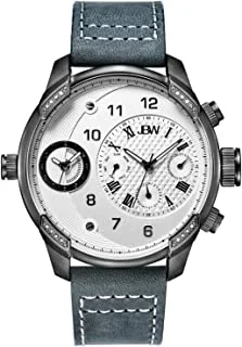 JBW Luxury Men's G3 16 Diamonds Two Time Zone Leather Watch