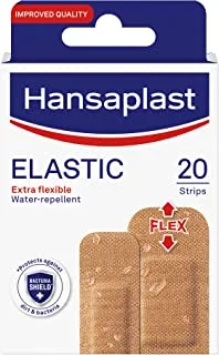 Hansaplast Elastic Plasters, Wound Plasters for Joints and Many Moving Body Points, Flexible Bandage Material with Extra Strong Adhesive Strength 20 Strips (2 sizes)