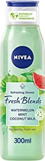 NIVEA Shower Gel Body Wash, Fresh Blends Watermelon Mint and Coconut Milk, 300ml