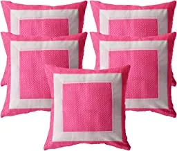 Heart Home Pillow Cases|Cotton Linen Decorative Cushion Cover|Throw Pillow Covers|Set Of 5|Pink|
