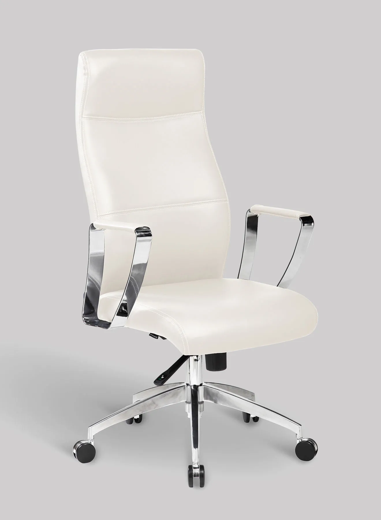 ebb & flow Office Chair Luxurious - In Cream/White Pu Backrest And Stainless Steel Swivel Wheel Chair - Size 88 X 32.5 X 62 For Your Perfect As Home Office Chair