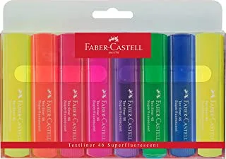 مجموعة هايلايتر فلورسنت من فابر كاستل - 8 أقلام هايلايتر بأطراف مشطوف بألوان نيون متنوعة