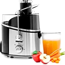 Geepas 600W Juice Extractor | Centrifugal Juicer With Stainless Steel Body & Extra Filter Basket | 75mm Wide Mouth | Ideal For Apple, Carrot, Pear & Orange – 2 Year Warranty