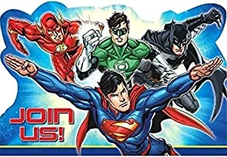 amscan 491585 DC Comics Invitation Cards with Justice League Theme-8 Pcs