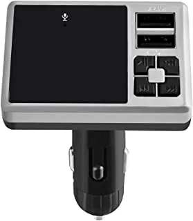 Wireless Bluetooth Car Fm Transmitter With Fast Dual USB Charger Hands Free Calling, Silver, Dz- 950Kwd