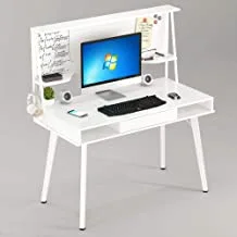 محطة عمل Mahmayi Ultimate CT 3610 الحديثة للكمبيوتر المكتبي ، طاولة دراسة قوية ومضغوطة للمنزل والمكتب (أبيض)