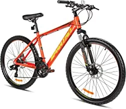 SPARTAN Master Mountain Bicycle MTB Bike with Shimano Front & Rear Derailer Alloy Frame, rims Mechanical Disc Brakes Suspension Cycle - Orange 26