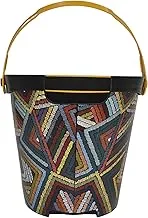 Decorated Trash Can with handle - Large size, Bucket tribal style, 10LT-Q