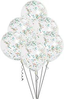 Unique Clear Balloon with Multi Colour Confetti 6 Pieces, 12 Inch Size