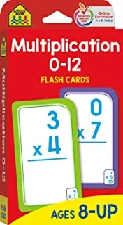 منطقة المدرسة - الضرب من 0-12 بطاقات فلاش ، الأعمار 8+ ، الصفوف 3-4 ، الضرب ، التركيز ، والمزيد