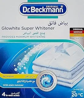 Dr.Beckmann Glowhite Super Whitener With Ultimate White Formula|Provides Maximum Long Lasting Whitening And Pleasant Fresh Fragnance|Stain Remover|Laundry Cleaning Essentials- 4X40Gm