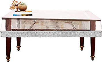 Kuber Industries Transparent Silver Lace Pvc 4 Seater Center Table Cover 60X40(Silver Lace ) Ctktc33802 Standard
