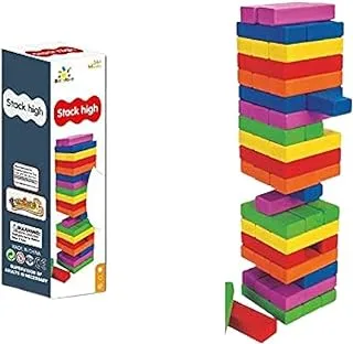 مكعبات بناء برج دومينو خشبية من Babylove مكدسة
