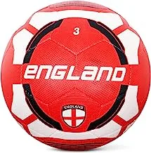 Vector X England Rubber Football (White/Maroon, Size 3) | 32 panel | Rubberized moulded | beginners | Soccer Ball | Latex Bladder