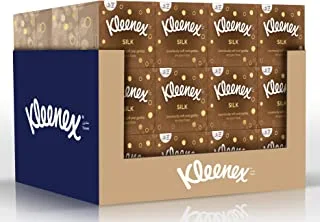 Kleenex Silk Cube Facial Tissue, 3 PLY, 24 Tissue Box x 50 Sheets, 100% Cotton Soft Tissue Paper for Gentle Care
