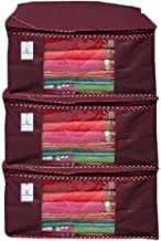 Kuber Industries 3 Piece Non Woven Saree Cover Set, Maroon