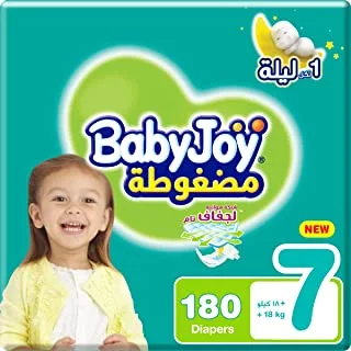 Babyjoy Compressed Diamond Pad, Size 7, 180 Diapers (1 Giant Box + 1 Jumbo Box)