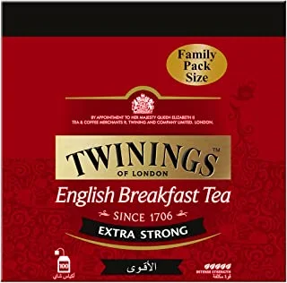 Twinings English Breakfast Tea Extra Strong, 100 Bags - Pack of 1