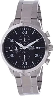 RM343EX9 - Lorus Sports, Quartz, 100m Water Resistant, Chronograph, Stainless Steel, Silver with Black Dial