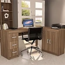 Wooden desk with drawers and storage from politorno dark brown 1176