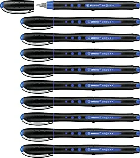 قلم ستابيلو رولربال - أسود + متوسط ​​- علبة 10 أقلام أزرق ، 1018/41