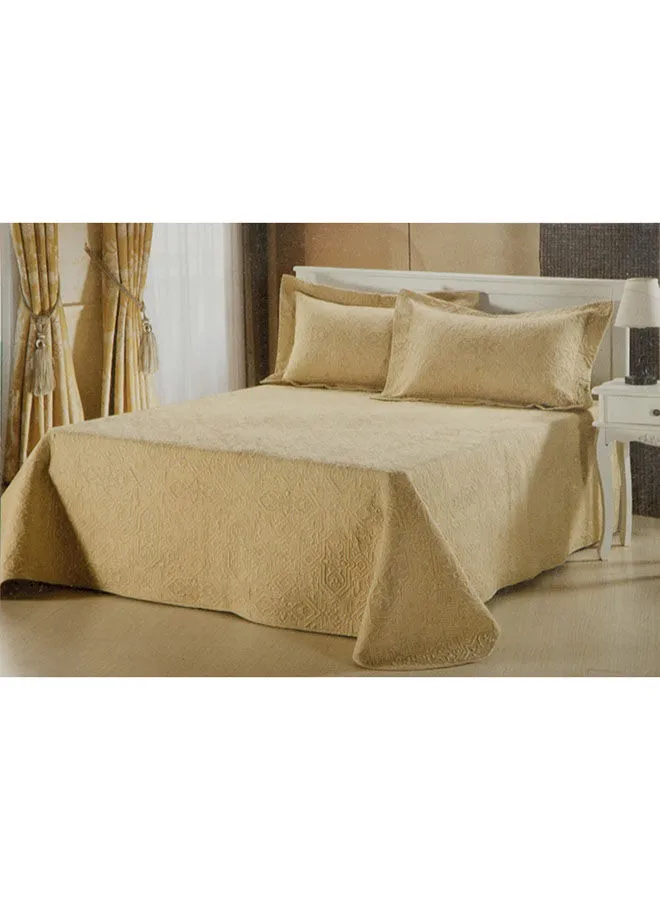 Waverly 3 Piece Bed Spread Cotton Light Brown 260x250cm