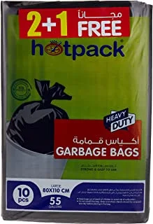 Hotpack Flat Garbage Bag, 55 Gallon, 80 x 110 cm, 30 Bags, Pack of 3, 30 Units