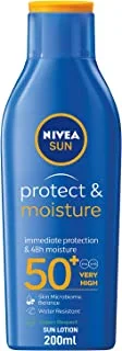 NIVEA SUN Lotion, UVA & UVB Sunscreen Protection, Protect & Moisture, SPF 50+, 200ml