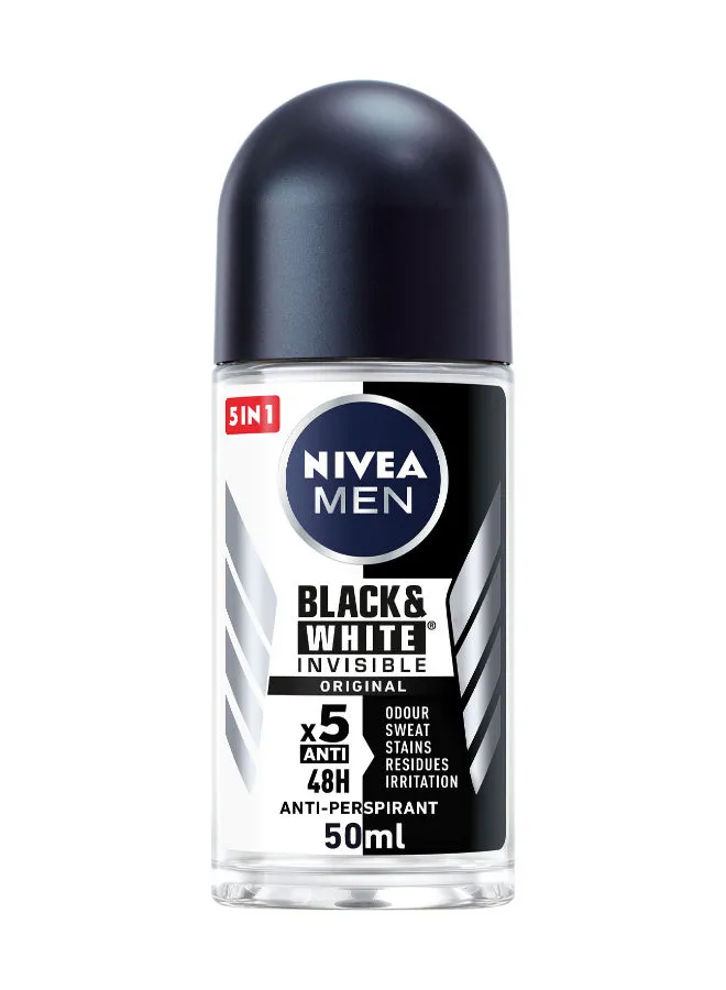 Nivea Men Black And White Invisible Original, Antiperspirant For Men, Roll-On 50ml