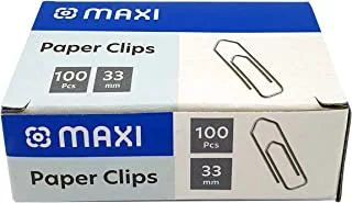 MAXI 33MM BOAT SHAPE PAPER CLIP BOX OF 100PC SILVER