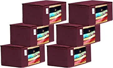 Kuber Industries Dust Proof Clothing Cover|Garments Bag For Storage|Closet Organizer|Bag For Suit, Dresses|Pack of 6|Maroon