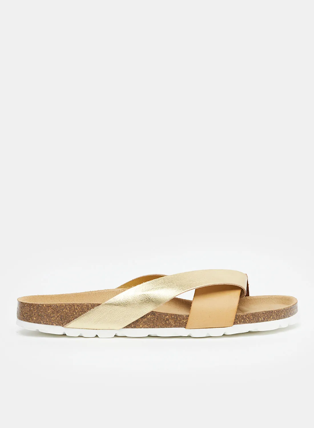 BAYTON Mildura Criss-Cross Leather Strap Sandals Gold